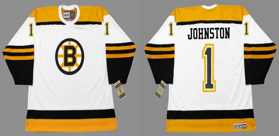 2019 Men Boston Bruins #1 Johnston White CCM NHL jerseys